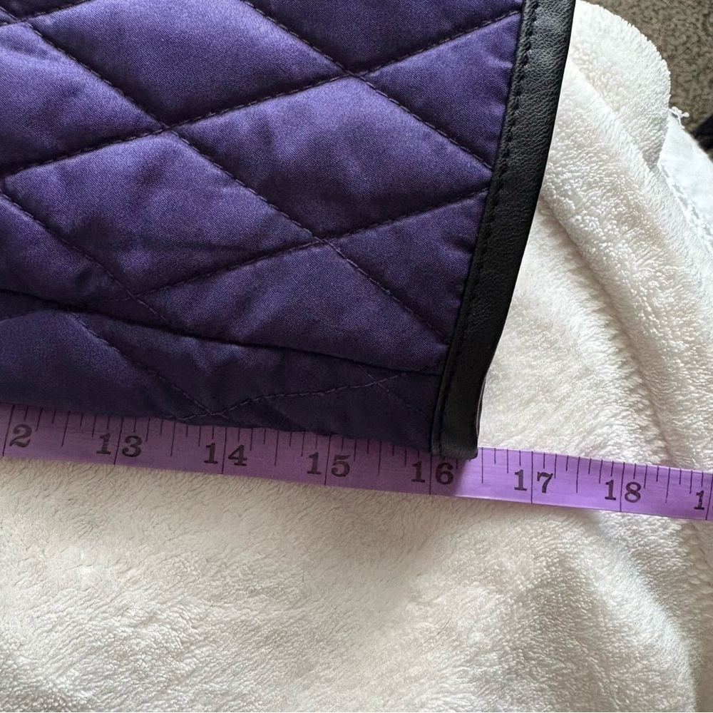 Chico's Rich Purple Diamond Quilted Barn Jacket Button Up Coat - Pockets - Picture 17 of 17